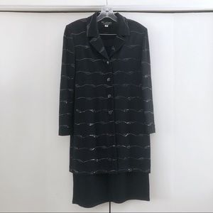 St. John Blazer and Skirt Set, Black, Bedazzled, Like New